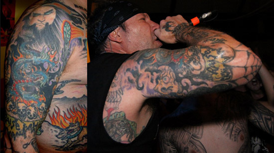 Agnostic Front（アグノスティック・フロント）のロジャー・ミレット（Roger Miret）の左腕のタトゥー