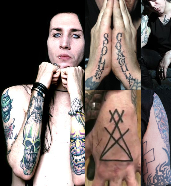 Marilyn Manson（マリリン・マンソン）の腕や手のタトゥー
