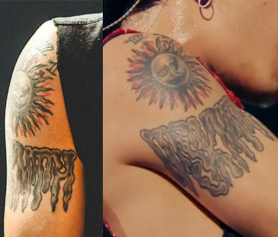 One Ok Rock（ワンオクロック） TAKAの右上腕の太陽や文字のタトゥー
